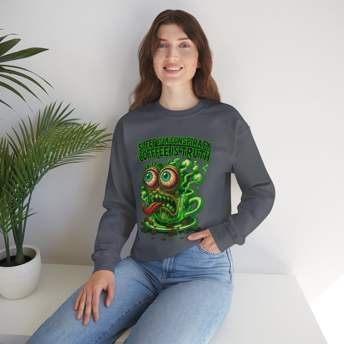Sleep Is a Conspiracy Coffee Creature Crewneck