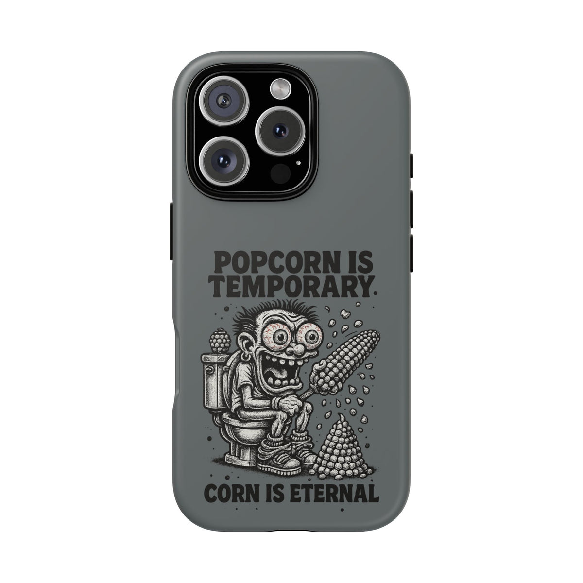 Phone Case — "Popcorn Is Temporary, Corn Is Eternal" Retro Zombie Corn Design