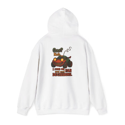 Hoodie — "Nah. I Run on Bad Decisions" Vintage Cartoon Car Graphic