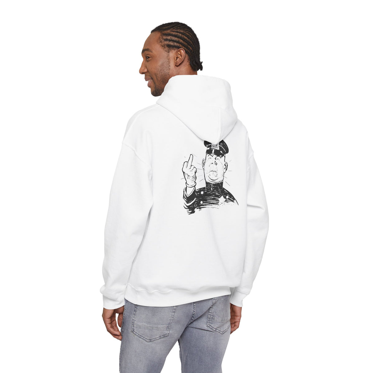Hoodie — Sketch Cop Graphic Back Print Hooded Sweatshirt (Middle Finger Design)