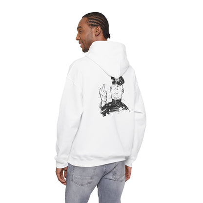 Hoodie — Sketch Cop Graphic Back Print Hooded Sweatshirt (Middle Finger Design)