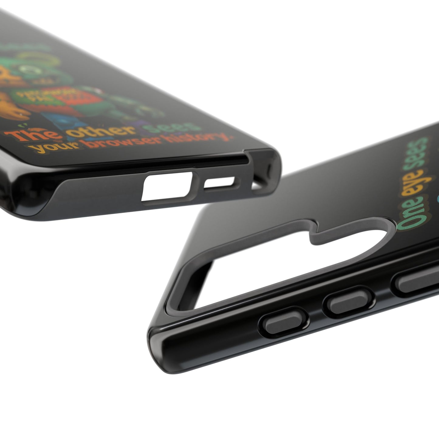 Phone Case — 'One Eye Sees, The Other Sees Your Browser History' Patchwork Bear Design