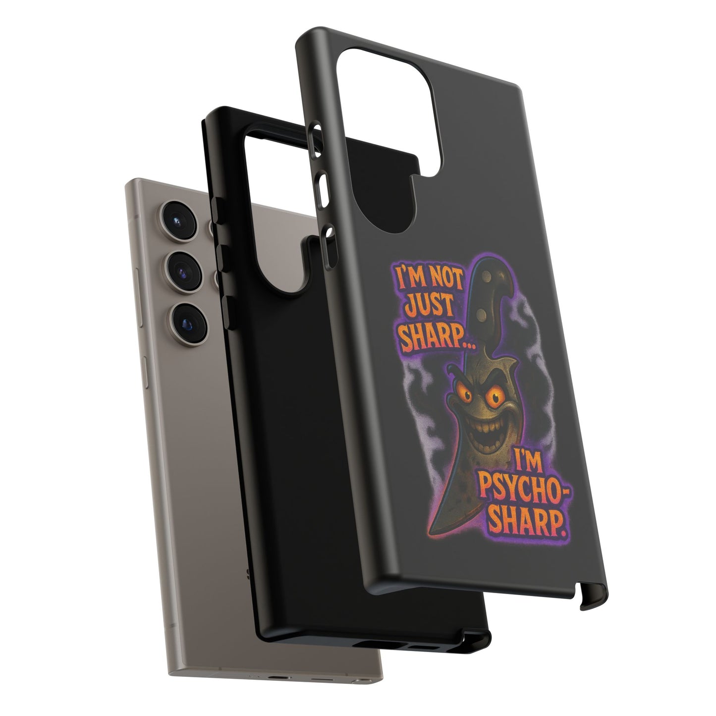 Knife Graphic Phone Case — "I'm Not Just Sharp... I'm Psycho-Sharp" Horror Phone Cover