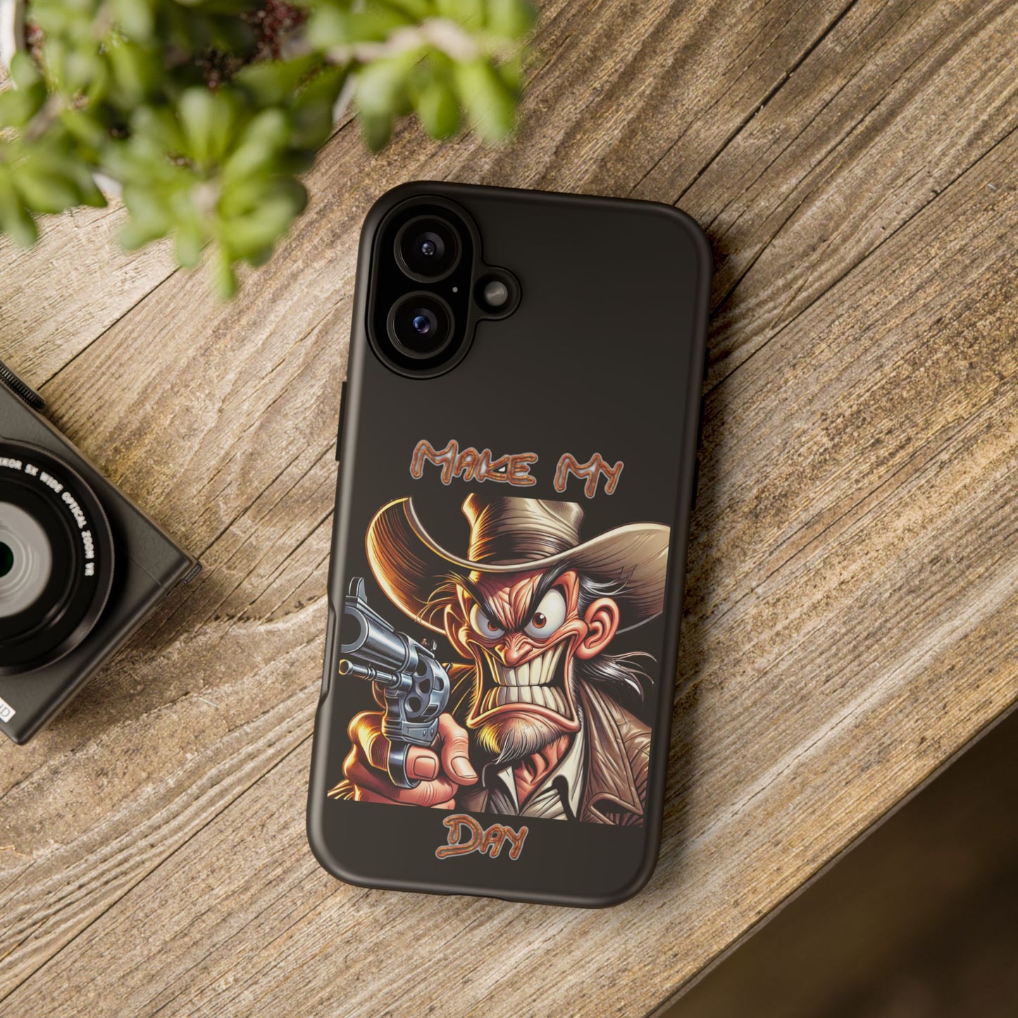 Phone Case - 'Make My Day' Cowboy Revolver Graphic Protective Case