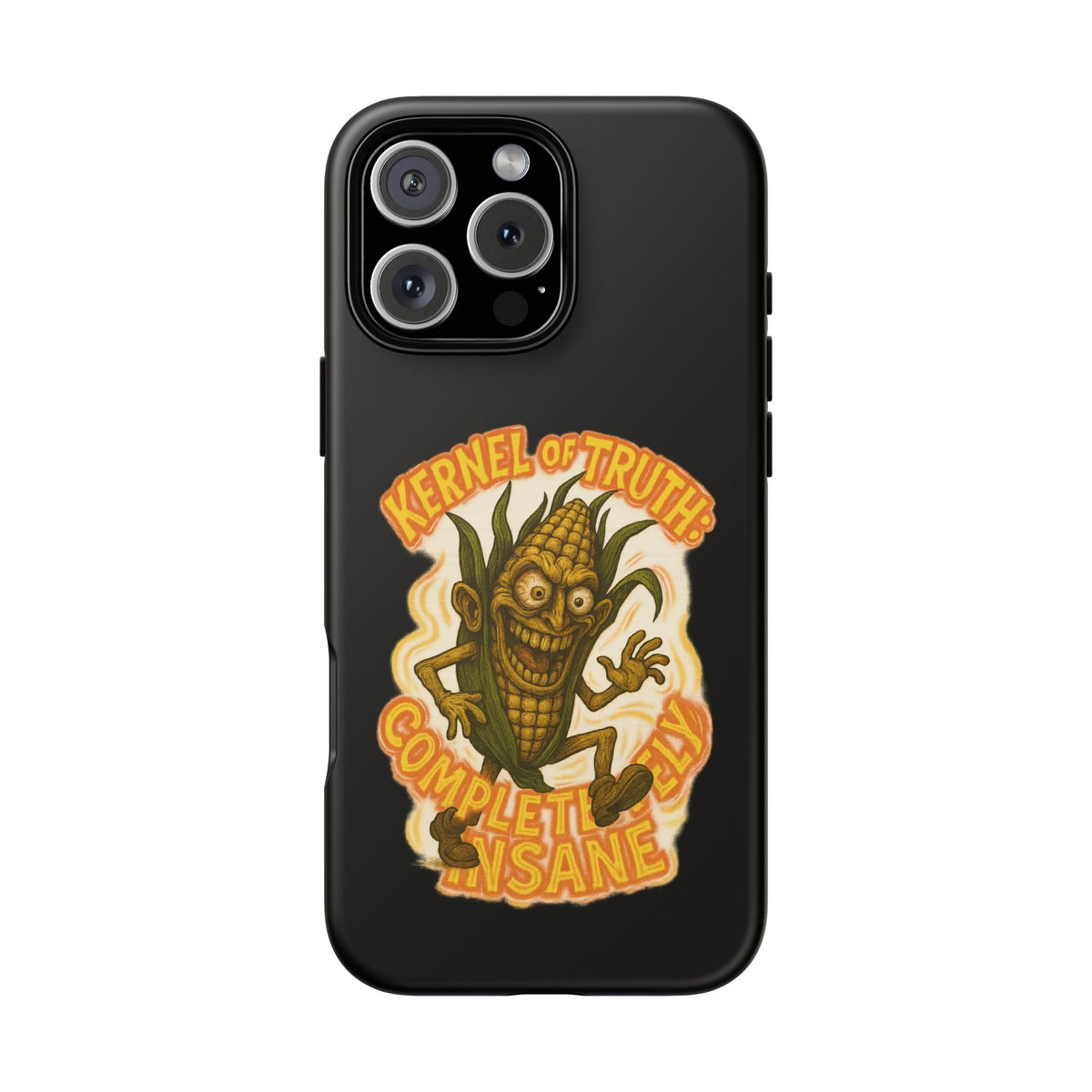 Corny Horror Phone Case - “Kernel of Truth, Completely Insane” Retro Corn Monster