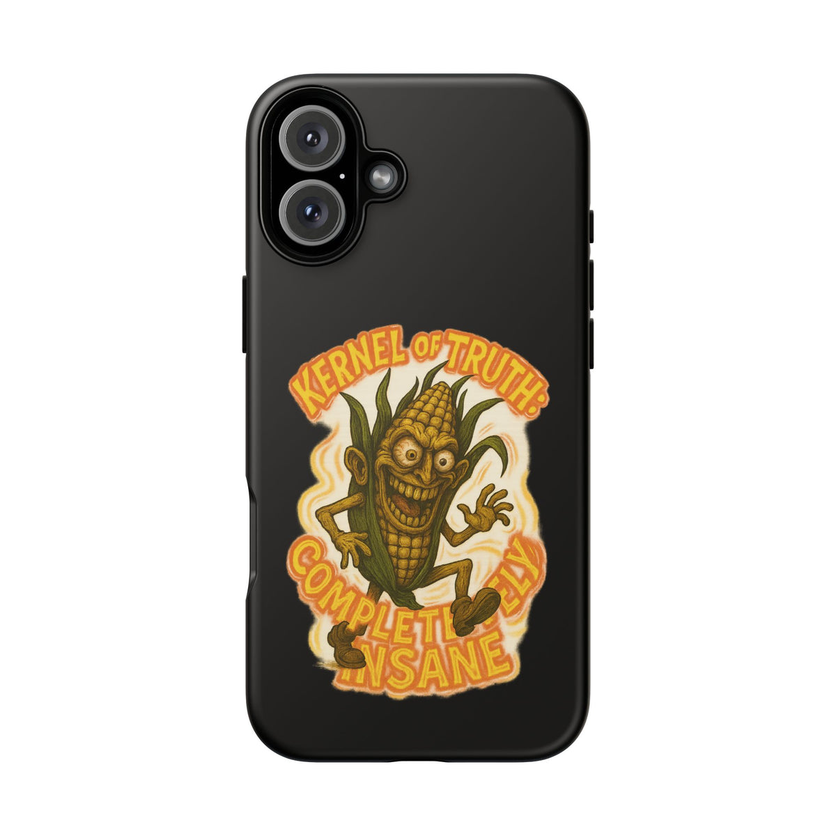 Corny Horror Phone Case - “Kernel of Truth, Completely Insane” Retro Corn Monster