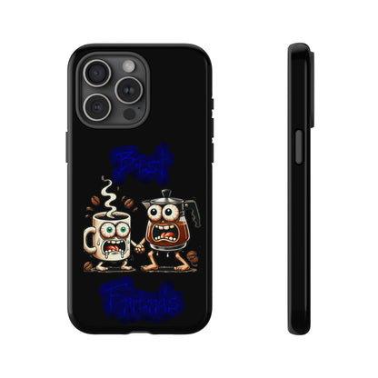 Coffee & Tea Fight Phone Case — Funny Kawaii Beverage Cartoon Tough Cases