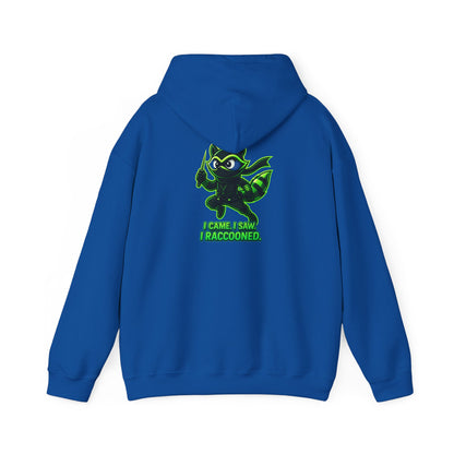 Raccoon Mascot Hoodie – "I Came, I Saw, I Raccooned" Graphic Pullover