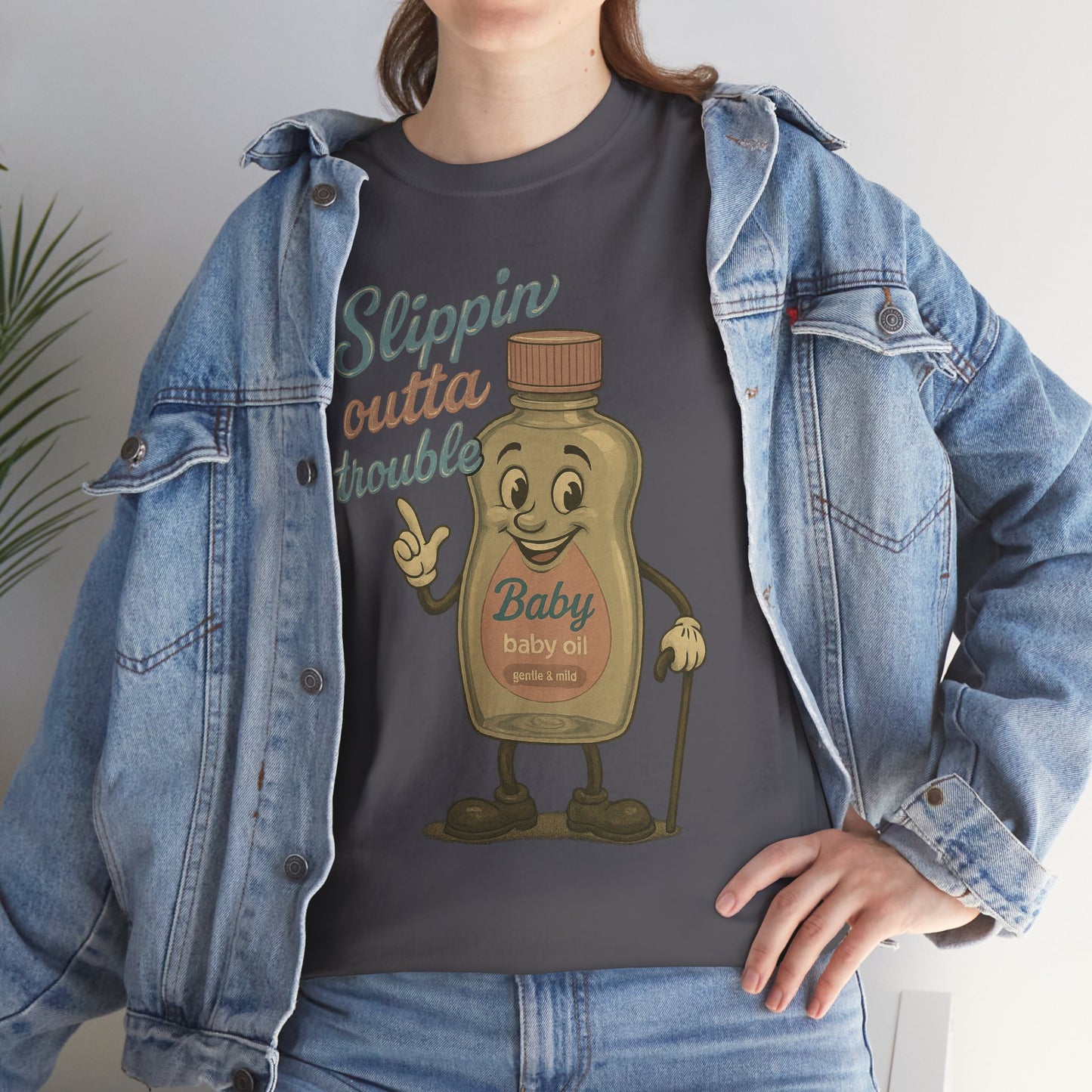 Slippin' Outta Trouble – Vintage Baby Oil Cartoon Tee