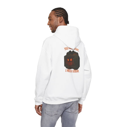 Spooky Hoodie — "You Press Start, I Press Scream" Halloween Sweatshirt