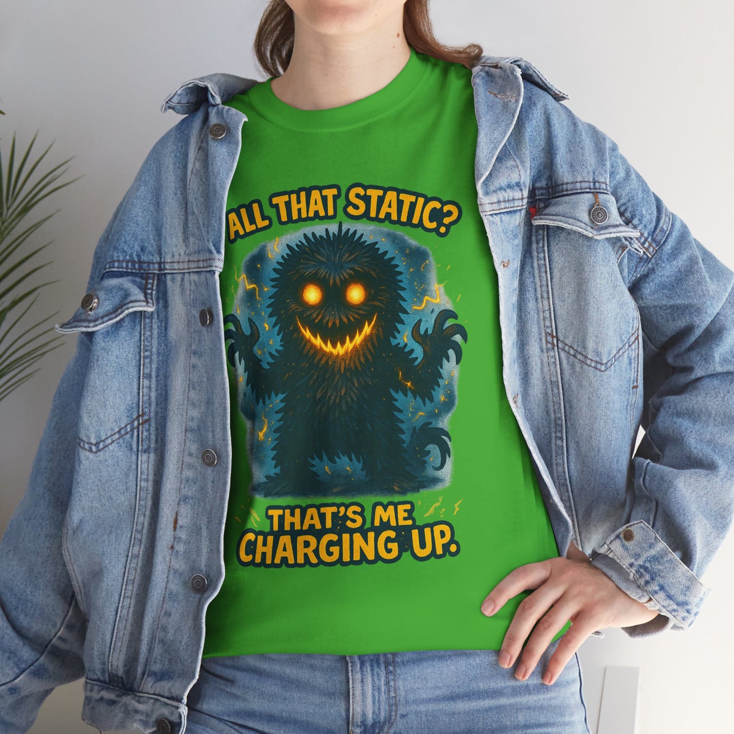 All That Static Monster, T-Shirt | Funny Electric Charging Graphic