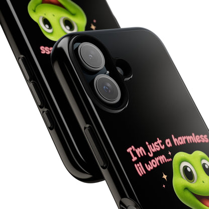 Phone Case — “I’m Just a Harmless Lil Worm… With Chaotic Intentions” Cute Cartoon Worm Design