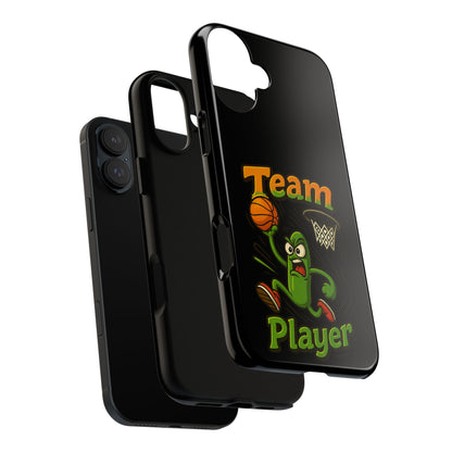 Team Player Basketball Phone Case — Cute Cartoon Pickle Dunk Phone Cover