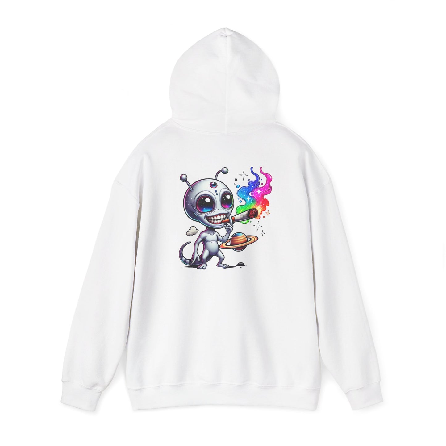 Alien Chef Hoodie — Cute Cartoon Alien Cooking with Rainbow Flame Hooded Sweatshirt