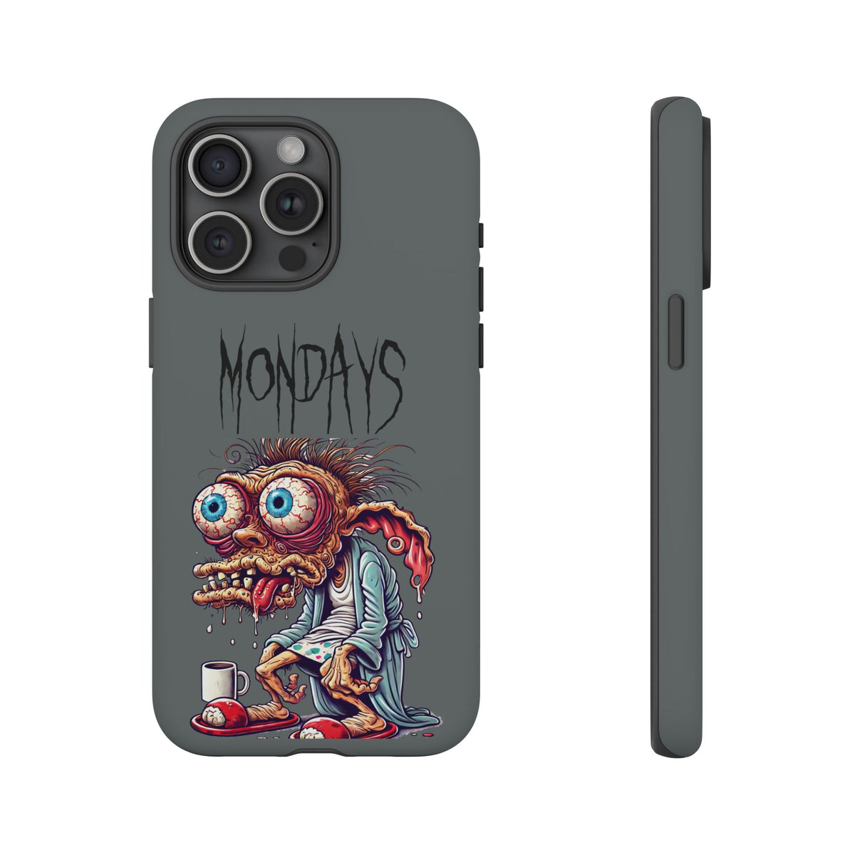 Mondays Zombie Character Phone Case – Funny Groggy Coffee Phone Cover