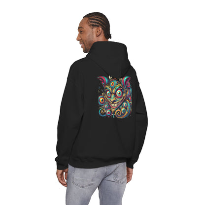 Demon Mask Hoodie — Vibrant Psychedelic Oni Graphic Hooded Sweatshirt