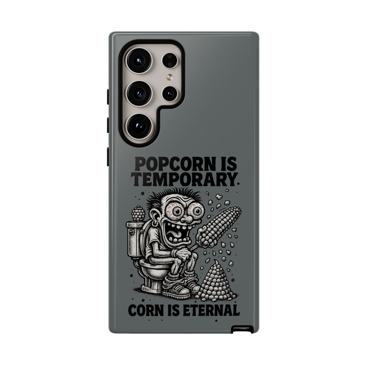 Phone Case — "Popcorn Is Temporary, Corn Is Eternal" Retro Zombie Corn Design
