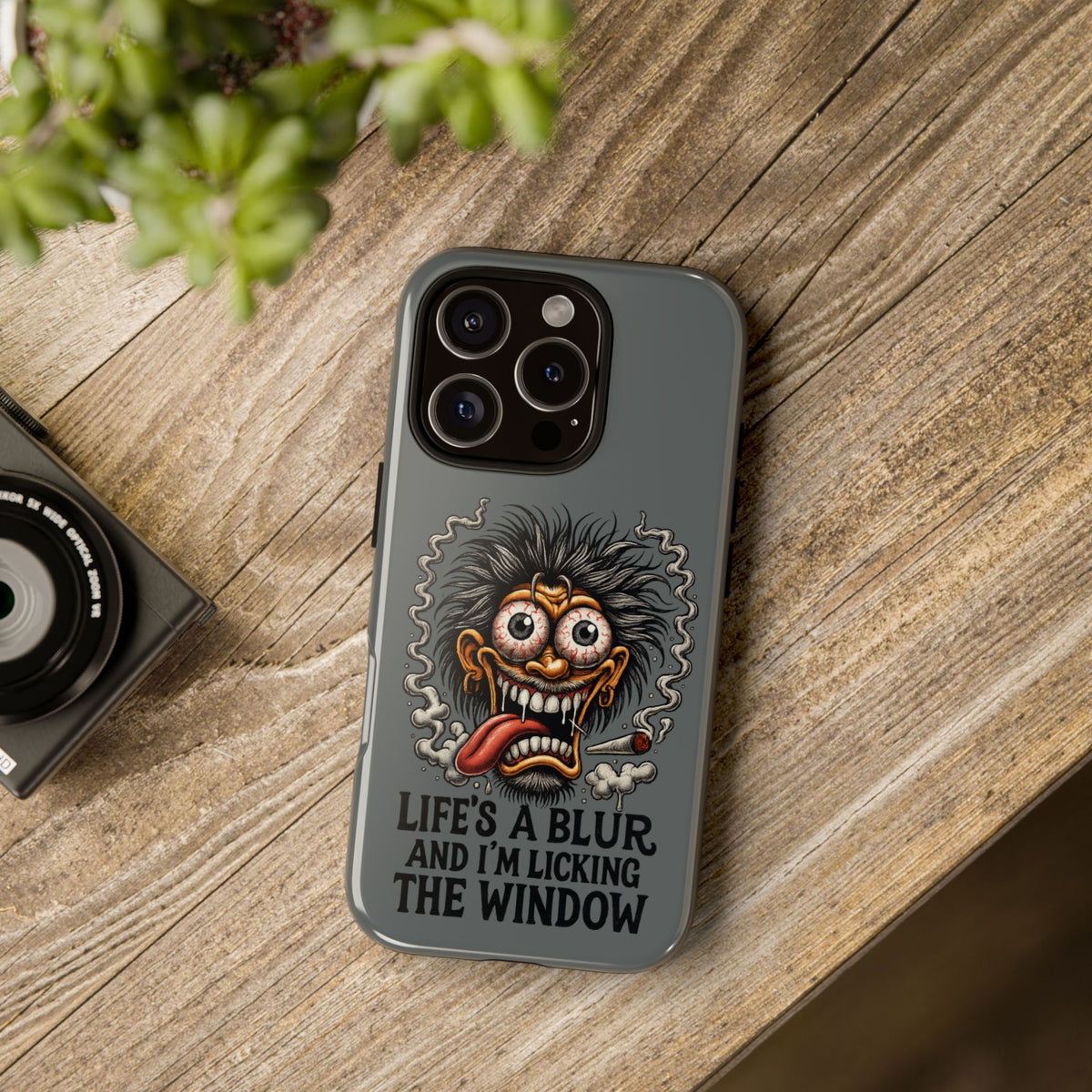 Phone Case — 'Life's a Blur and I'm Licking the Window' Funky Monster Graphic