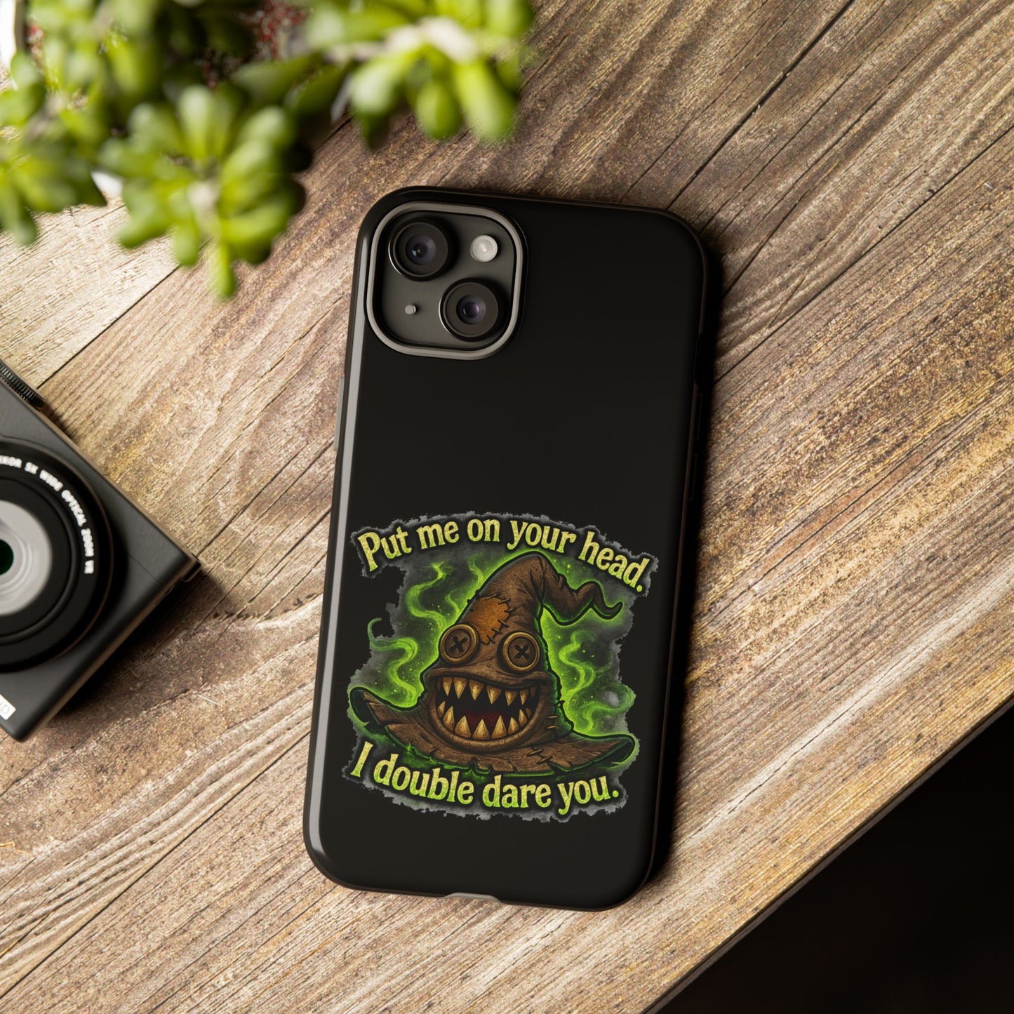 Phone Case — 'Put Me On Your Head, I Double Dare You' Witch Hat Horror Design
