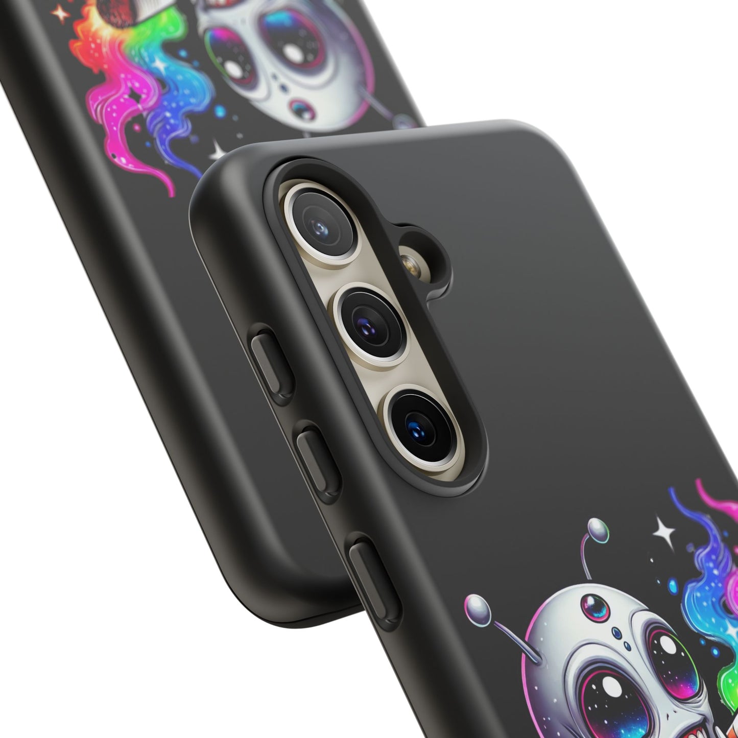 Alien Smoking Rainbow Galaxy Phone Case — Cute Cosmic Art Tough Case
