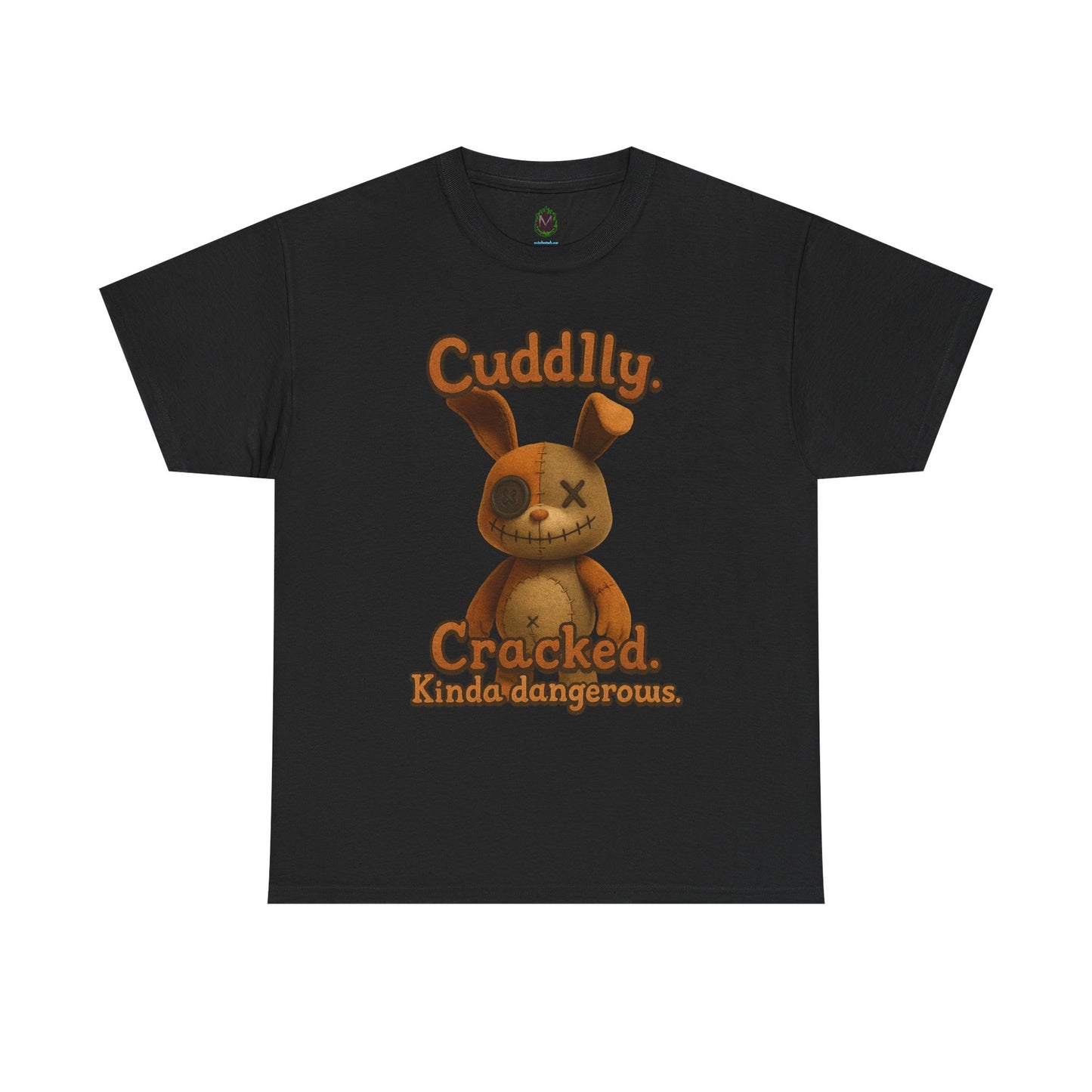 T‑Shirt — "Cuddly. Cracked. Kinda dangerous." Distressed Bunny Graphic Tee