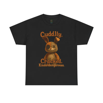 T‑Shirt — "Cuddly. Cracked. Kinda dangerous." Distressed Bunny Graphic Tee