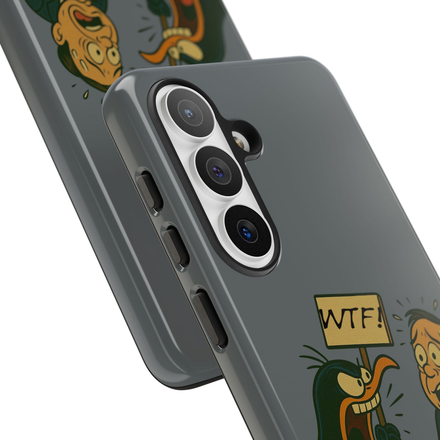 Phone Case - Cartoon Penguin Yelling 'WTF' at Shocked Man, Funny Protective iPhone Cover