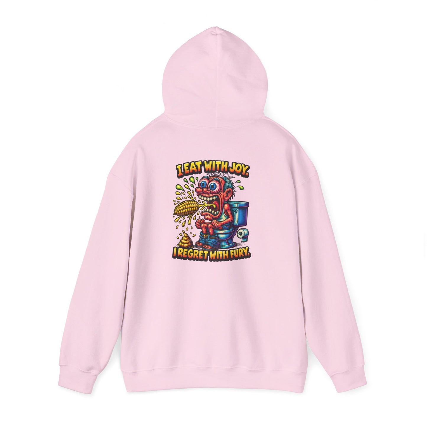 Toilet Trouble Hoodie — “I Regret With Fury” Graphic Hooded Sweatshirt