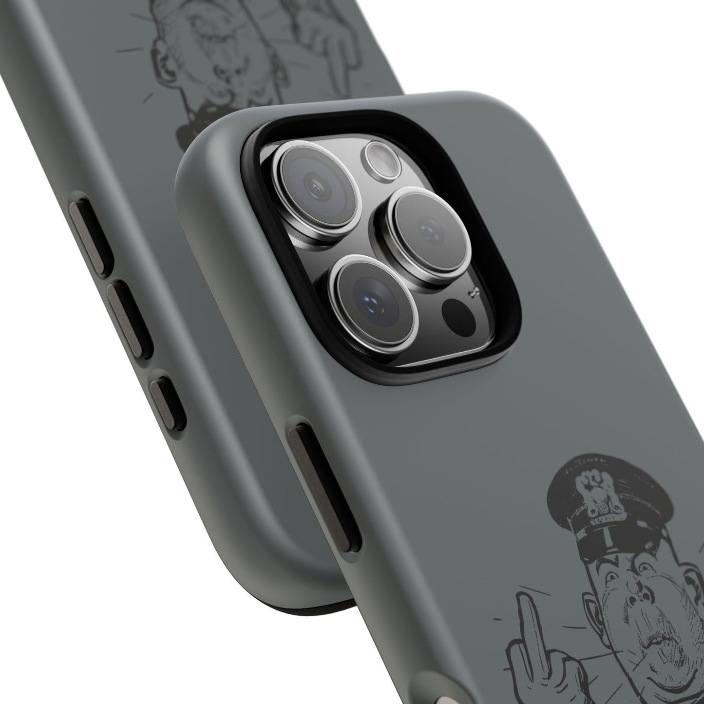 Vintage Cop Middle Finger Phone Case — Edgy Retro iPhone Protective Cover