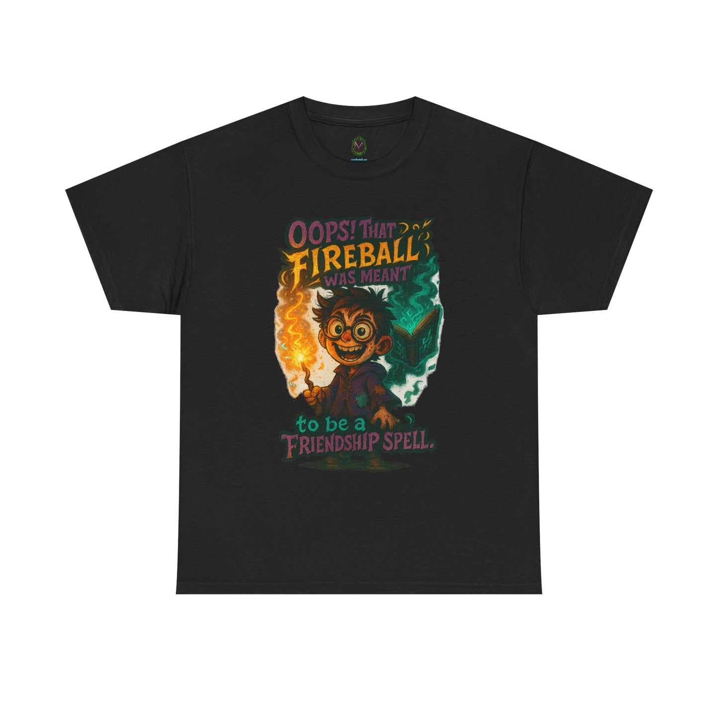 Fireball Wizard Character Tee | 'Friendship Spell' Magic Illustration