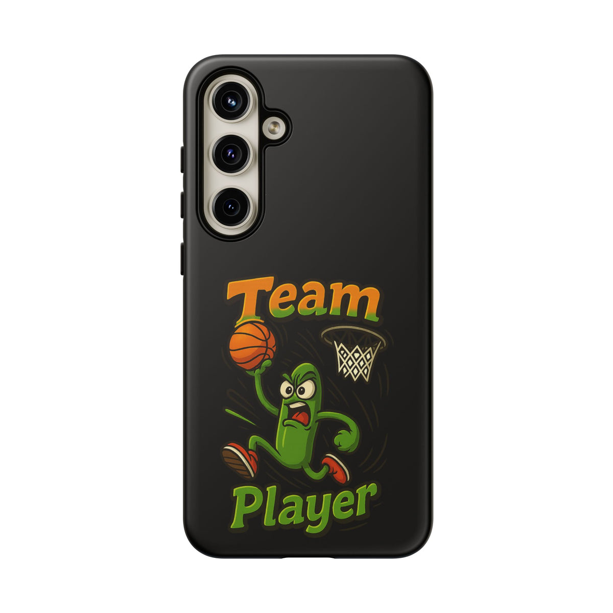 Team Player Basketball Phone Case — Cute Cartoon Pickle Dunk Phone Cover