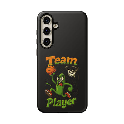 Team Player Basketball Phone Case — Cute Cartoon Pickle Dunk Phone Cover