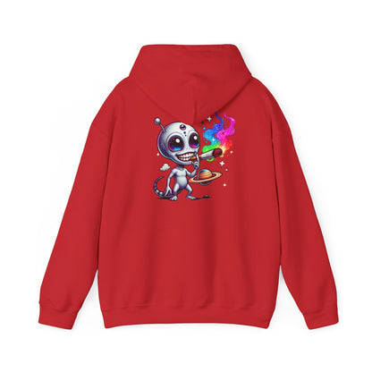 Alien Chef Hoodie — Cute Cartoon Alien Cooking with Rainbow Flame Hooded Sweatshirt