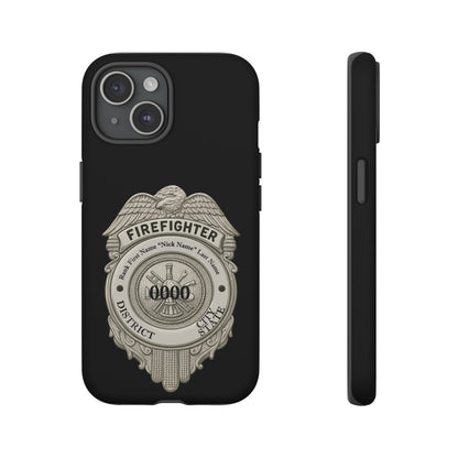 Firefighter Badge Tough Phone Case — Personalized Station Number Design