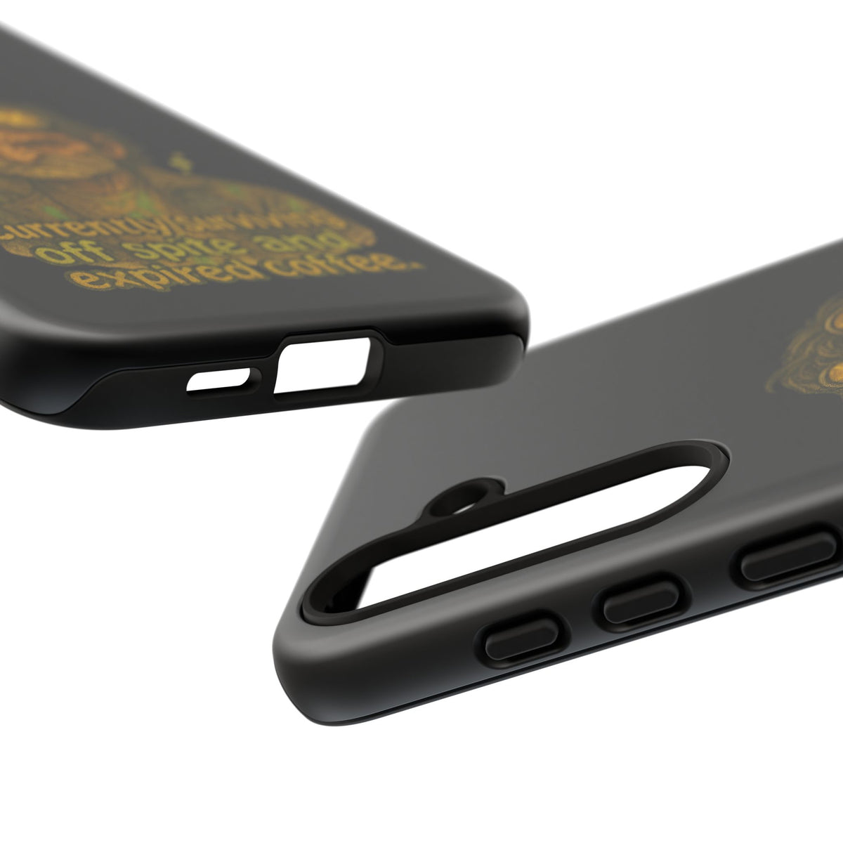 Phone Case — "Currently Surviving Off Spite and Expired Coffee" Vintage Grumpy Design