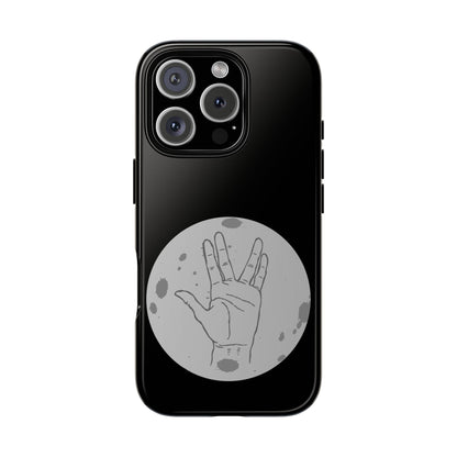Spock Live Long Phone Case — Vulcan Salute Moon Graphic