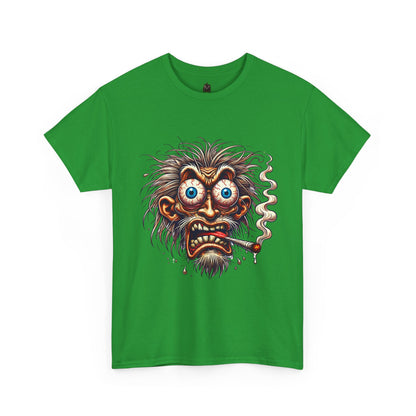 Graphic Tee — Wild-eyed Grinning Monster Head Smoking Cigarette Shirt