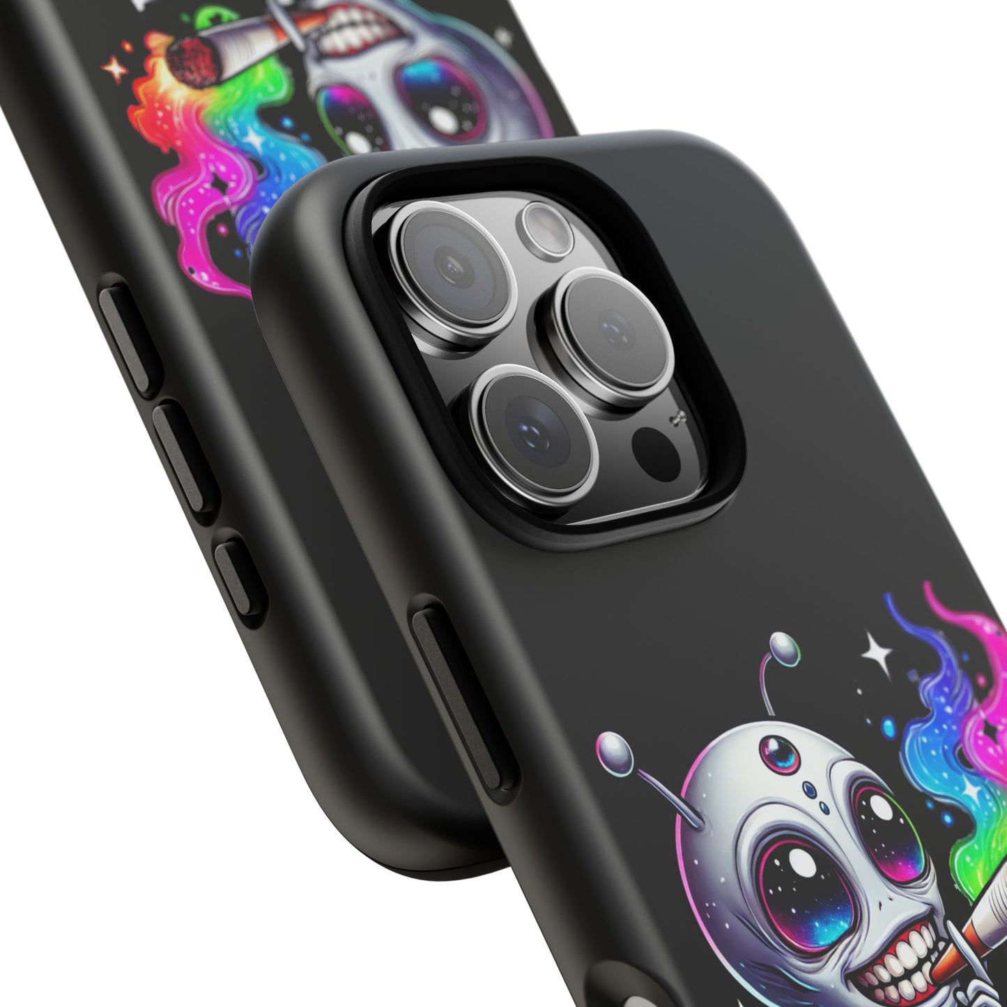 Alien Smoking Rainbow Galaxy Phone Case — Cute Cosmic Art Tough Case
