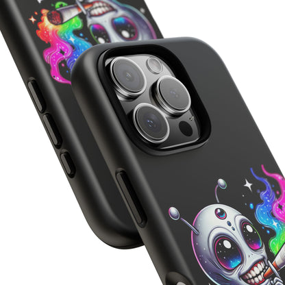 Alien Smoking Rainbow Galaxy Phone Case — Cute Cosmic Art Tough Case