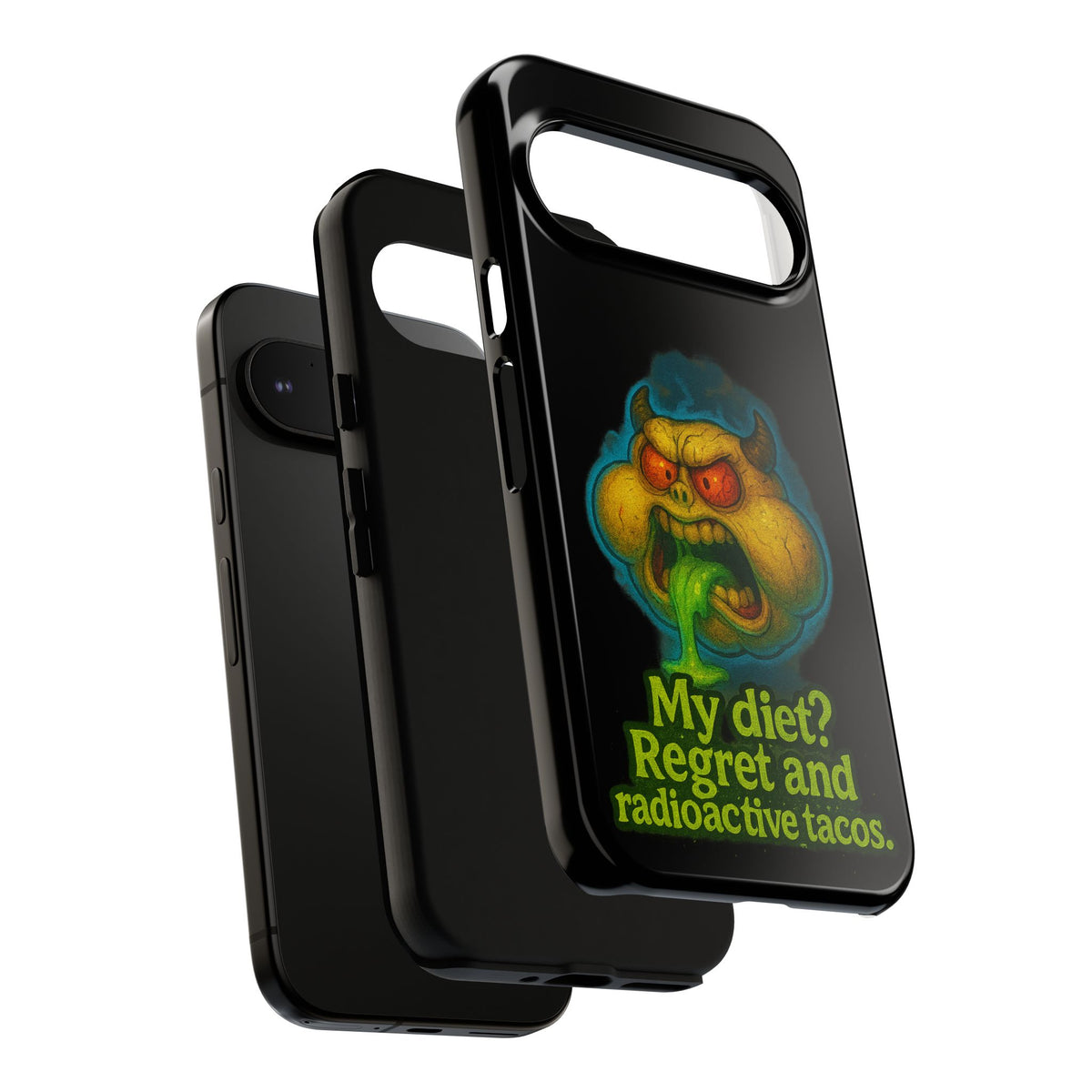My Diet? Regret & Radioactive Tacos Phone Case — Funny Retro Monster Protective Cover