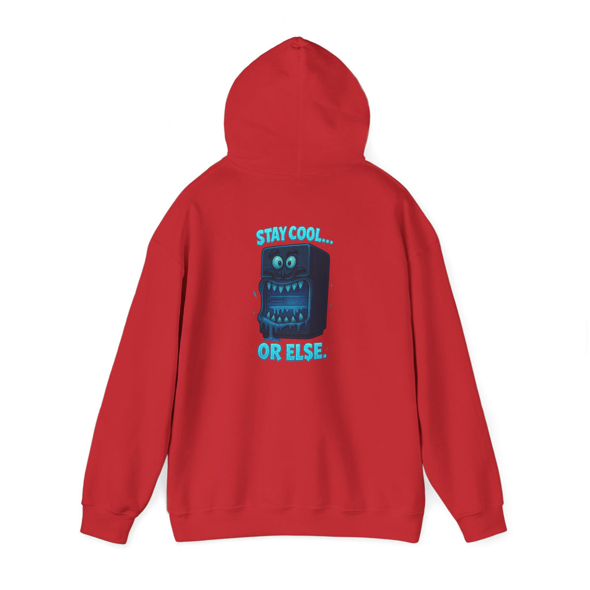 Retro Fridge Cabinet Hoodie — 'Stay in Line or Else' Graphic Pullover