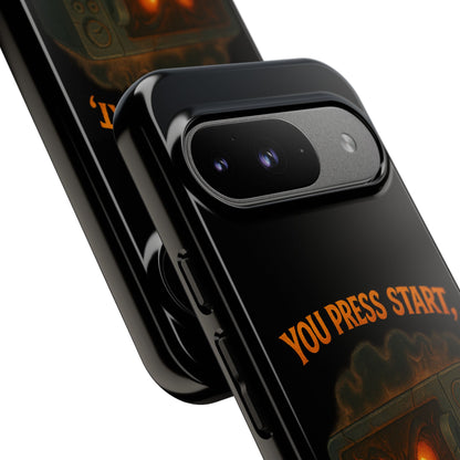 Phone Case — "You Press Start, I Press Scream" Spooky Retro Game Controller Design