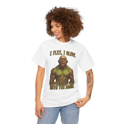 Muscle Meme T-Shirt — "I Flex, I Glow" Funny Gym Tee