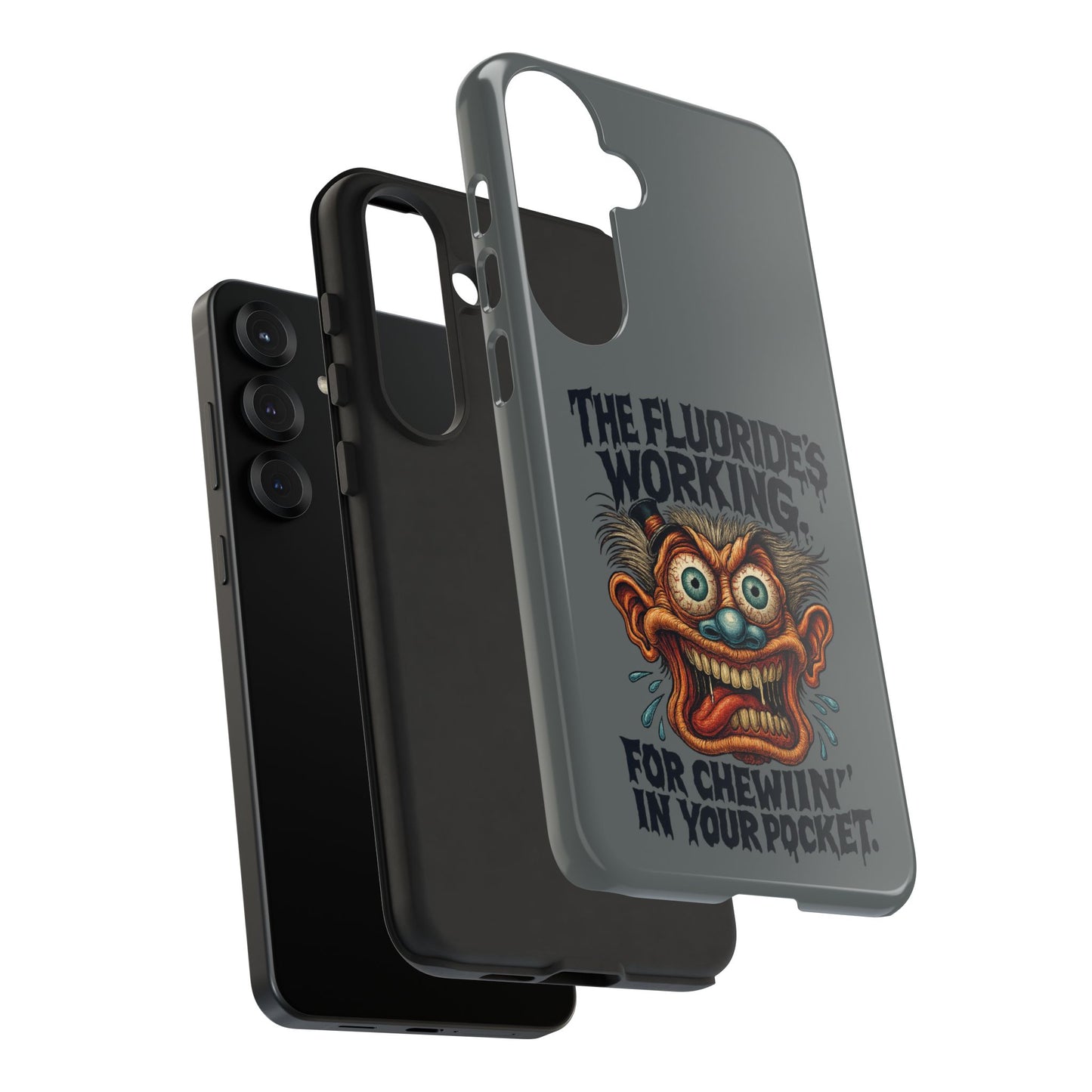 Phone Case — Retro Horror Graphic “The Fluoride’s Working” Shock Art