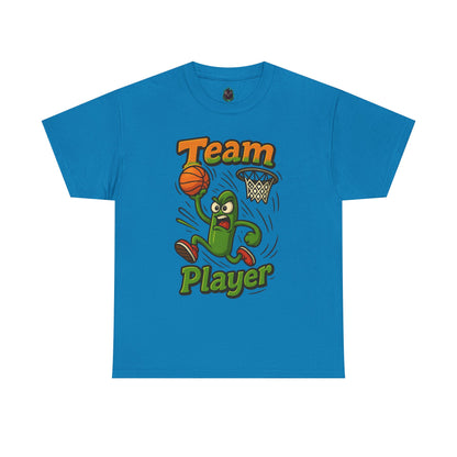 Team Player Basketball T-Shirt — Funny Pickle Mascot Sports Tee