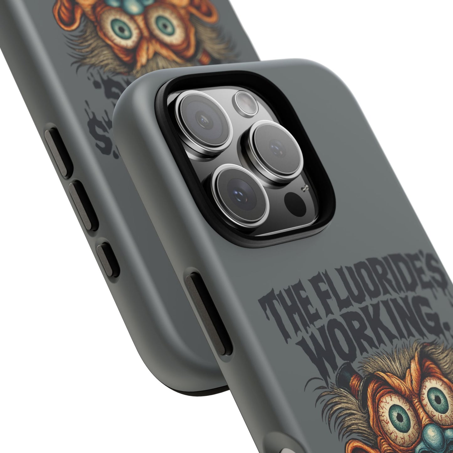 Phone Case — Retro Horror Graphic “The Fluoride’s Working” Shock Art