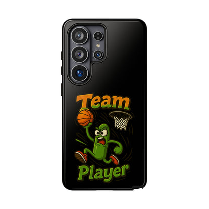 Team Player Basketball Phone Case — Cute Cartoon Pickle Dunk Phone Cover