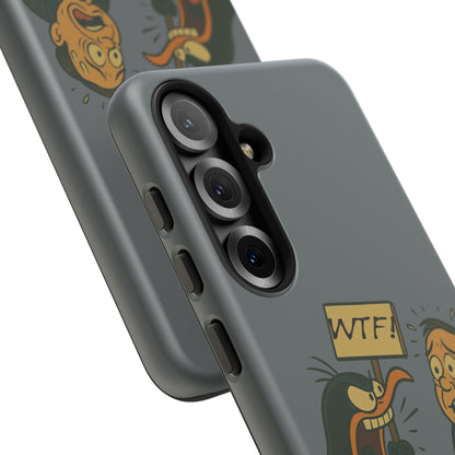Phone Case - Cartoon Penguin Yelling 'WTF' at Shocked Man, Funny Protective iPhone Cover
