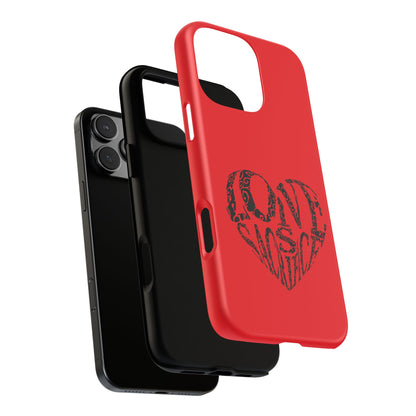 Red 'Love Justice' Heart Phone Case — Protective iPhone Cover, Valentine’s Gift