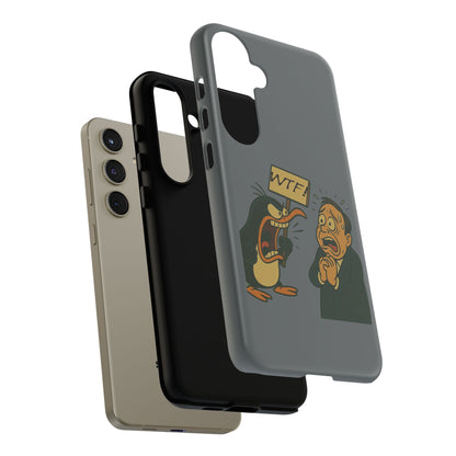 Phone Case - Cartoon Penguin Yelling 'WTF' at Shocked Man, Funny Protective iPhone Cover